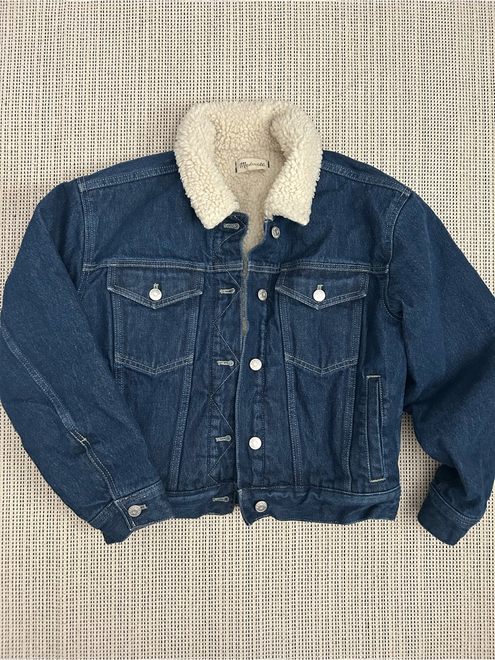 Madewell Blue Denim Sherpa Collar Jacket